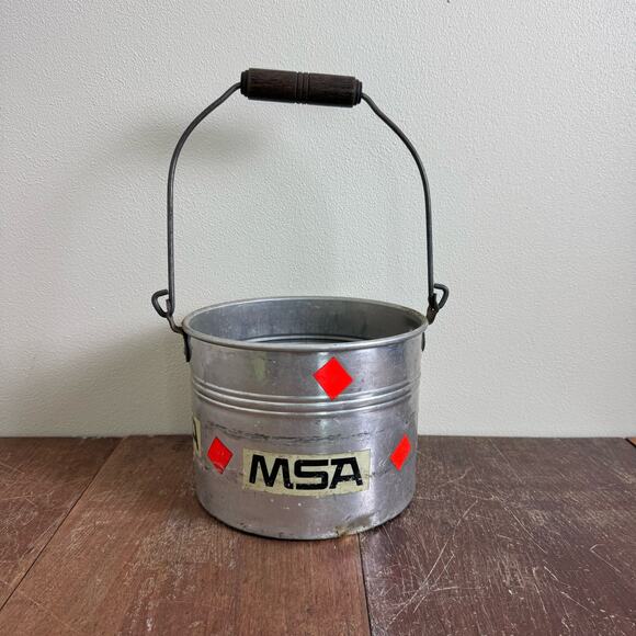 Leyse Aluminum Co MSA orange Sticker Metal bucket Coal Miner Railroad‎ VINTAGE - Picture 1 of 12